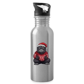 Bande dessinée de Noël Gorille - Gourde avec paille intégrée - argent clair - Droite