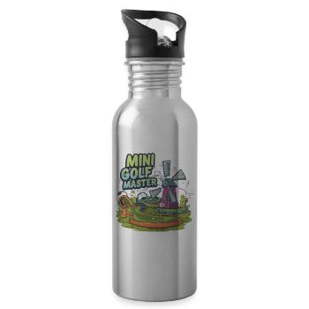Golf Minigolf Minigolfer Golfer - Trinkflasche mit integriertem Trinkhalm - Lightsilver - Rechts