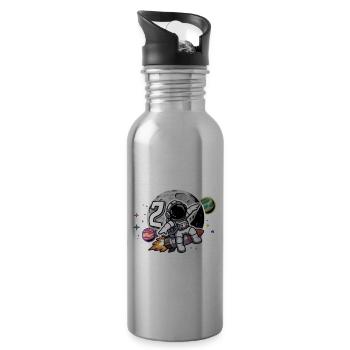 2. Geburtstag Jungen 2 Jahre Astronaut Geburtstag - Trinkflasche mit integriertem Trinkhalm - Lightsilver - Rechts