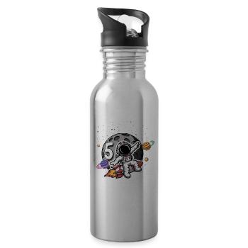 5. Geburtstag Jungen 5 Jahre Astronaut Geburtstag - Trinkflasche mit integriertem Trinkhalm - Lightsilver - Rechts