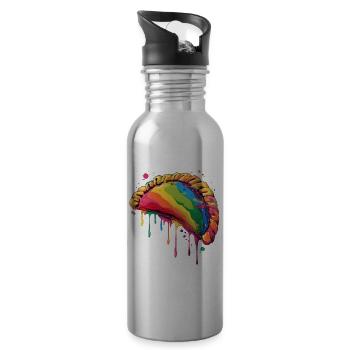 Pierogi Polnisch Polen Popart - Trinkflasche mit integriertem Trinkhalm - Lightsilver - Rechts