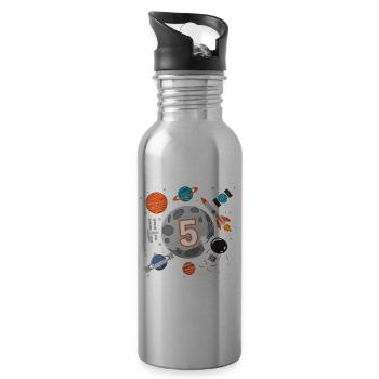 5. Geburtstag Jungen 5 Jahre Astronaut Geburtstag - Trinkflasche mit integriertem Trinkhalm - Lightsilver - Rechts