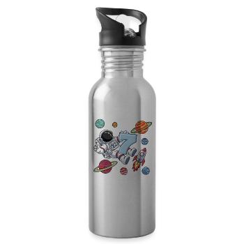 7. Geburtstag Jungen 7 Jahre Astronaut Geburtstag - Trinkflasche mit integriertem Trinkhalm - Lightsilver - Rechts