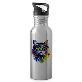 Cat Norwegian Forest Cat Norwegian Forest Cats - Water bottle with straw - silver - Right