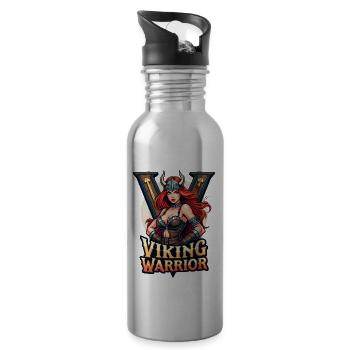 Warrior Spirit and Viking Pride für Wikinger - Trinkflasche mit integriertem Trinkhalm - Lightsilver - Rechts