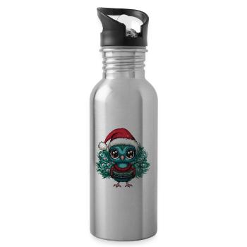 Bande dessinée de Noël Peacock Bird - Gourde avec paille intégrée - argent clair - Droite