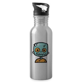 Zombie Halloween Witzig Gruselig - Trinkflasche mit integriertem Trinkhalm - Lightsilver - Rechts