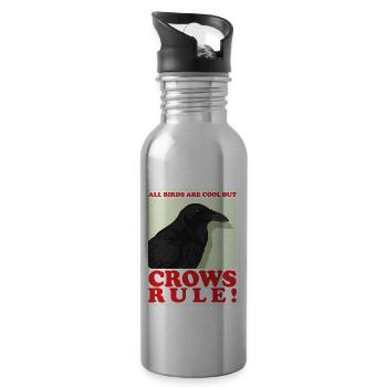 Krähen Raben Vögel Geschenk - Trinkflasche mit integriertem Trinkhalm - Lightsilver - Rechts