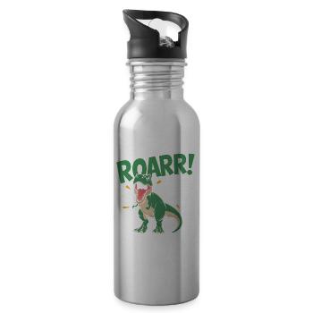 6th Birthday 6 Years Dino Dinosaur Fan - Water bottle with straw - silver - Right