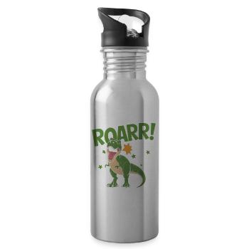 6th Birthday 6 Years Dino Dinosaur Fan - Water bottle with straw - silver - Right