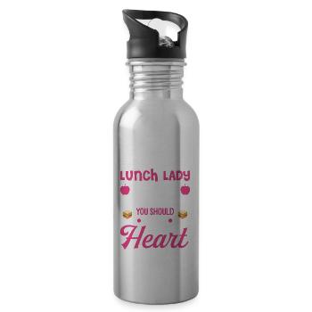 Cafeteria-Arbeiter School Lunch Lady sollte mein H - Trinkflasche mit integriertem Trinkhalm - Lightsilver - Rechts
