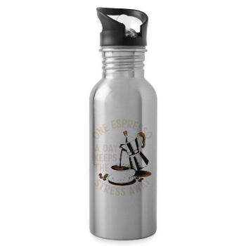 Espresso Gift Idea Funny Sayings - Water bottle with straw - silver - Right