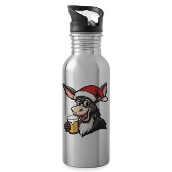 Esel Bier Xmas Weihnachten - Trinkflasche mit integriertem Trinkhalm - Lightsilver - Rechts