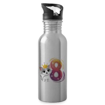 8. Geburtstag Katze Kätzchen Kindergeburtstag - Trinkflasche mit integriertem Trinkhalm - Lightsilver - Rechts
