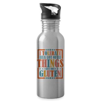 I Tolerate A Lot Of Things But Not Gluten - Trinkflasche mit integriertem Trinkhalm - Lightsilver - Rechts
