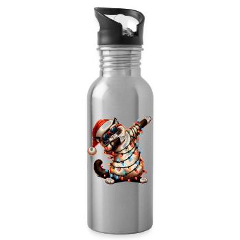Polka Dot Birman Cat Sunglasses Cute Christmas - Water bottle with straw - silver - Right