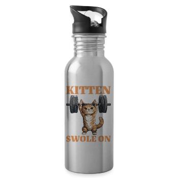 Kitten My Swole On - Trinkflasche mit integriertem Trinkhalm - Lightsilver - Rechts