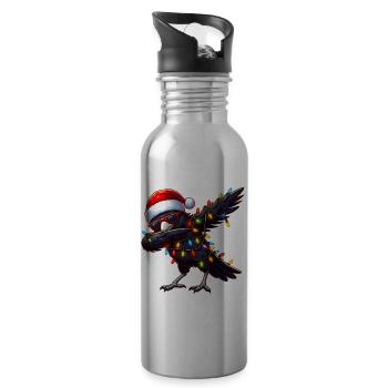 Dabbing Crow Corbeau Lunettes de soleil Noël mignon - Gourde avec paille intégrée - argent clair - Droite