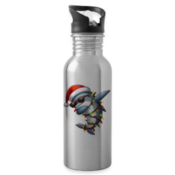 Polka Dot Dolphin Sunglasses Cute Christmas - Water bottle with straw - silver - Right