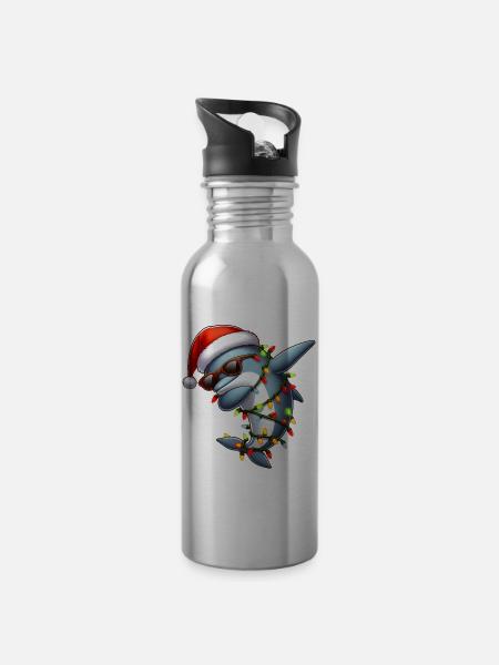 Tupfende Delfin Sonnenbrille Niedlich Weihnachten - Trinkflasche mit integriertem Trinkhalm - Lightsilver