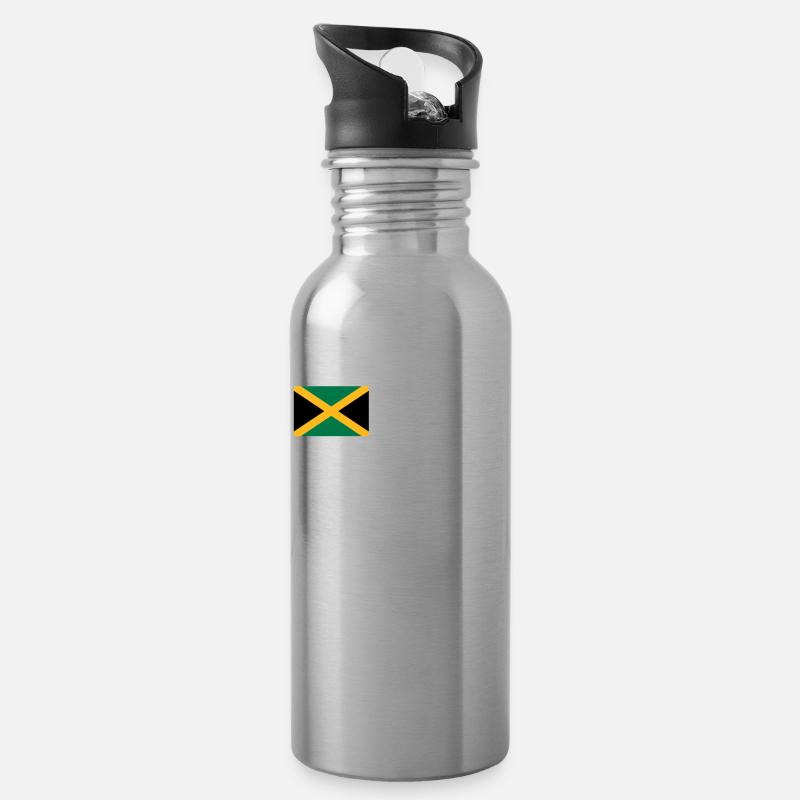 Jamaïque Jamaïque Rasta Raggea Drapeau Rastafari - Gourde avec paille intégrée - argent clair