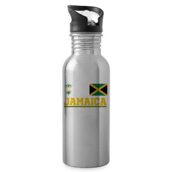 Jamaïque Jamaïque Rasta Raggea Drapeau Rastafari - Gourde avec paille intégrée - argent clair - Droite