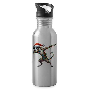 Polka Dot Greyhound Sunglasses Cute Christmas - Water bottle with straw - silver - Right