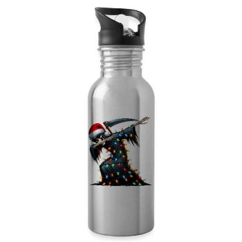 Dabbing Sensenmann der Tod Sonnenbrille niedlich - Trinkflasche mit integriertem Trinkhalm - Lightsilver - Rechts