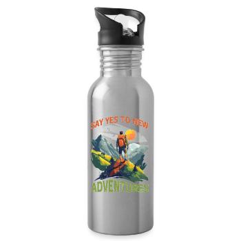 Say Yes To New Adventures 6 - Trinkflasche mit integriertem Trinkhalm - Lightsilver - Rechts