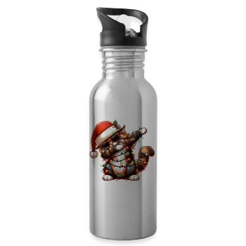 Polka Dot Maine Coon Cat Sunglasses Cute We - Water bottle with straw - silver - Right