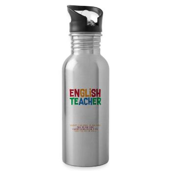 Lustiges Lehrer Lehrerinnen Geschenk - Trinkflasche mit integriertem Trinkhalm - Lightsilver - Rechts