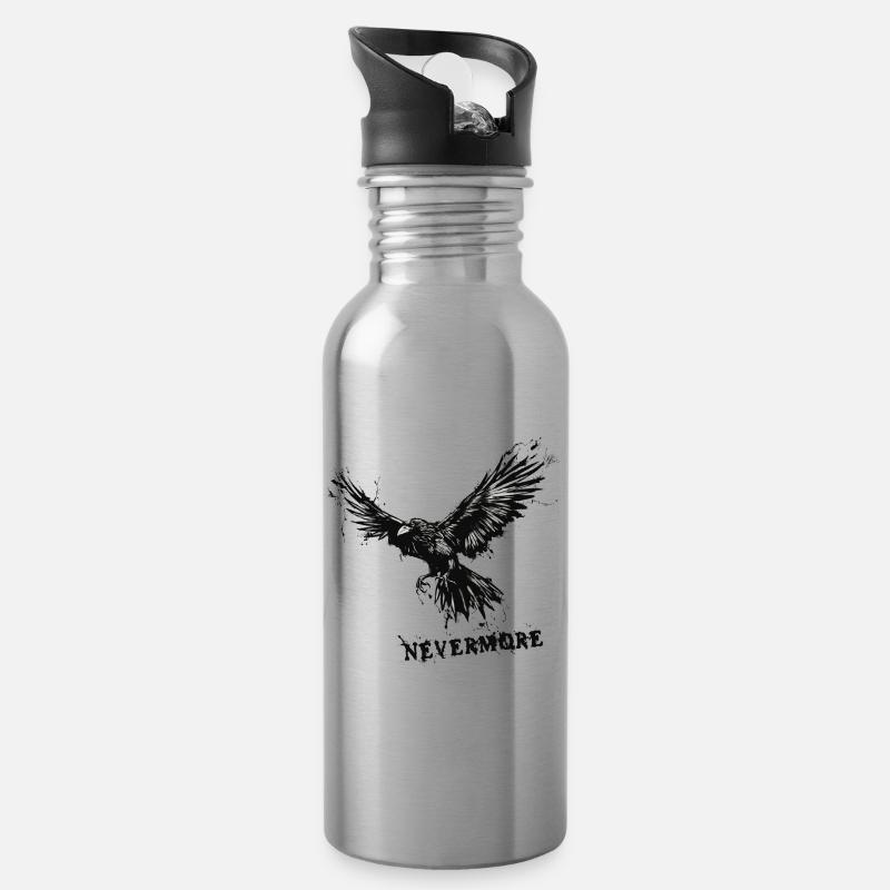 Nevermore - Water bottle with straw - silver