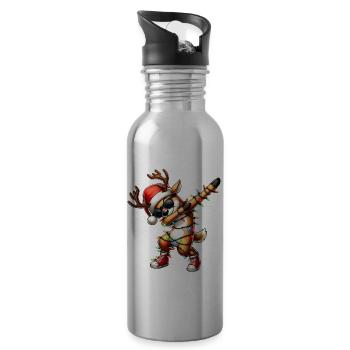 Polluting Reindeer Christmas Santa Claus Sun - Water bottle with straw - silver - Right