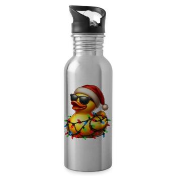 Polka Dot Rubber Duck Sunglasses Cute Christmas - Water bottle with straw - silver - Right
