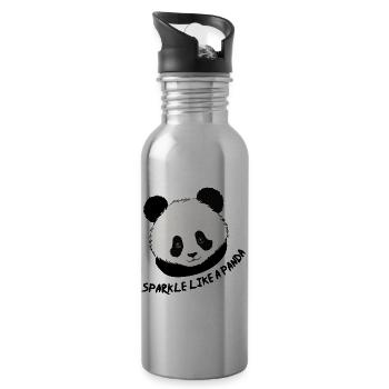 Panda Bear Kids Panda sparkle like a Panda - Water bottle with straw - silver - Right