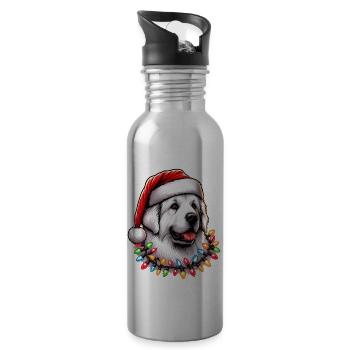 Great Pyrenees Hund Weihnachtsmütze Xmas - Trinkflasche mit integriertem Trinkhalm - Lightsilver - Rechts