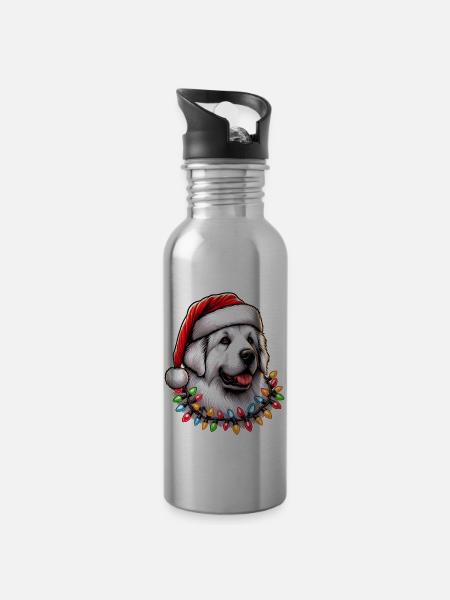 Great Pyrenees Hund Weihnachtsmütze Xmas - Trinkflasche mit integriertem Trinkhalm -