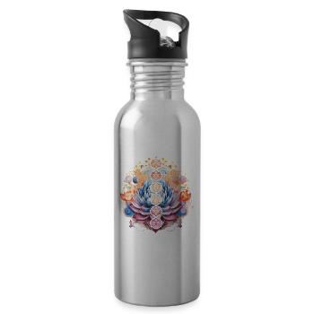 Namaste Illustration Eines Schönen, Detaillierten - Trinkflasche mit integriertem Trinkhalm - Lightsilver - Rechts