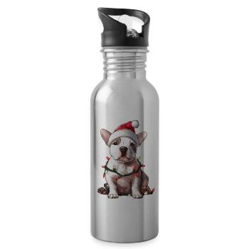 Mignon American Bull Terrier Chien Tasse de Noël - Gourde avec paille intégrée - argent clair - Droite