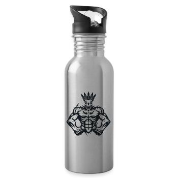 Skeleton Muscles Fitness King - Water bottle with straw - silver - Right