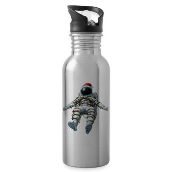 Schwebender Astronaut Weihnachtsmütze Xmas - Trinkflasche mit integriertem Trinkhalm - Lightsilver - Rechts
