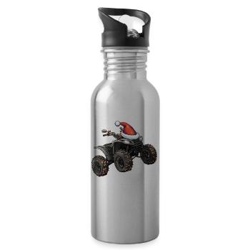 Atv Quad 4 Wheeler Weihnachten Hut Xmas - Trinkflasche mit integriertem Trinkhalm - Lightsilver - Rechts