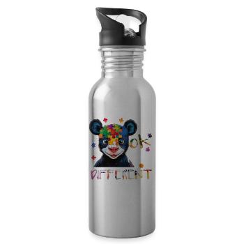 It's ok to be different – autism - Water bottle with straw - silver - Right