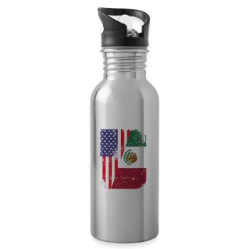 Mexique Mexique Cadeau mexicain Flag Football - Gourde avec paille intégrée - argent clair - Droite