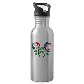 Mexique Mexique Cadeau mexicain Flag Football - Gourde avec paille intégrée - argent clair - Droite