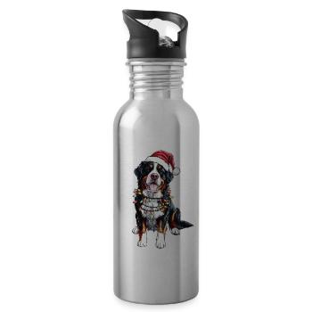 Mignon bouvier bernois chien Noël - Gourde avec paille intégrée - argent clair - Droite