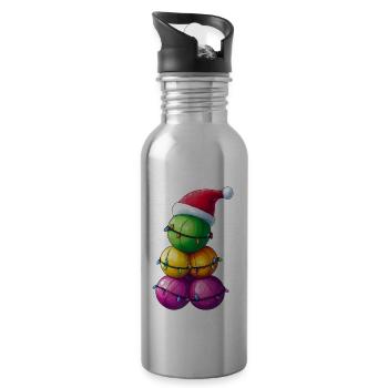 Boccia Kugel Haufen Bocci Weihnachten Hut Xmas - Trinkflasche mit integriertem Trinkhalm - Lightsilver - Rechts