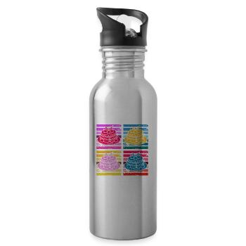 Funny Pancake Lover Gift - Water bottle with straw - silver - Right