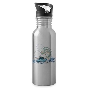 Fishing It's all fun and games until you - Water bottle with straw - silver - Right
