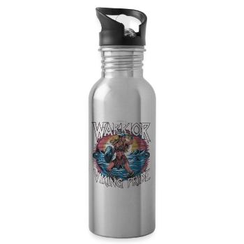 Warrior Spirit and Viking Pride für Wikinger - Trinkflasche mit integriertem Trinkhalm - Lightsilver - Rechts